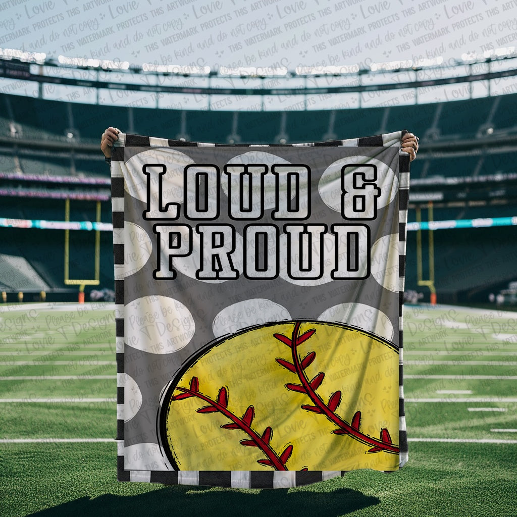 Loud and Proud Softball Blanket Mockup-Lovie T Designs