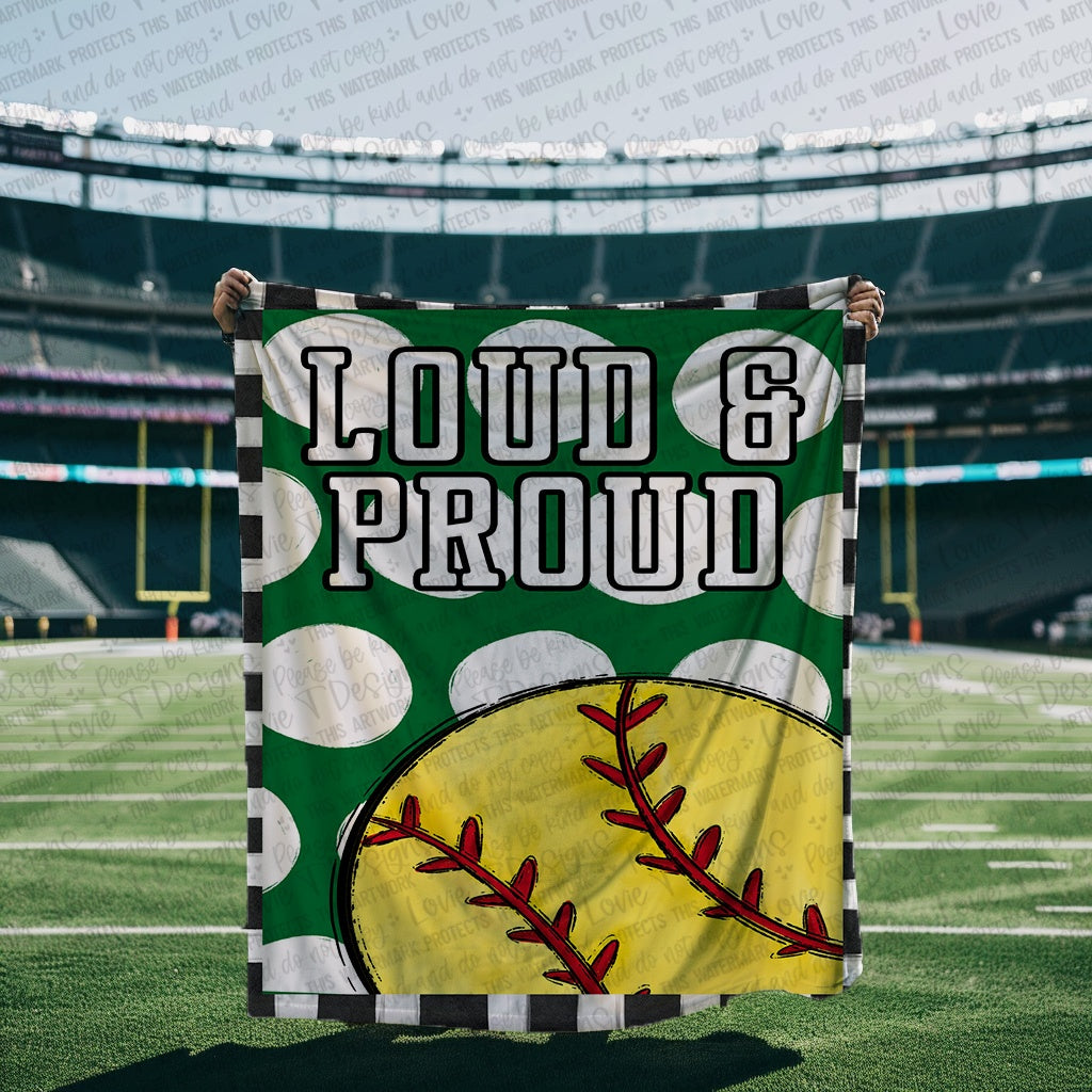 Loud and Proud Softball Blanket Mockup-Lovie T Designs