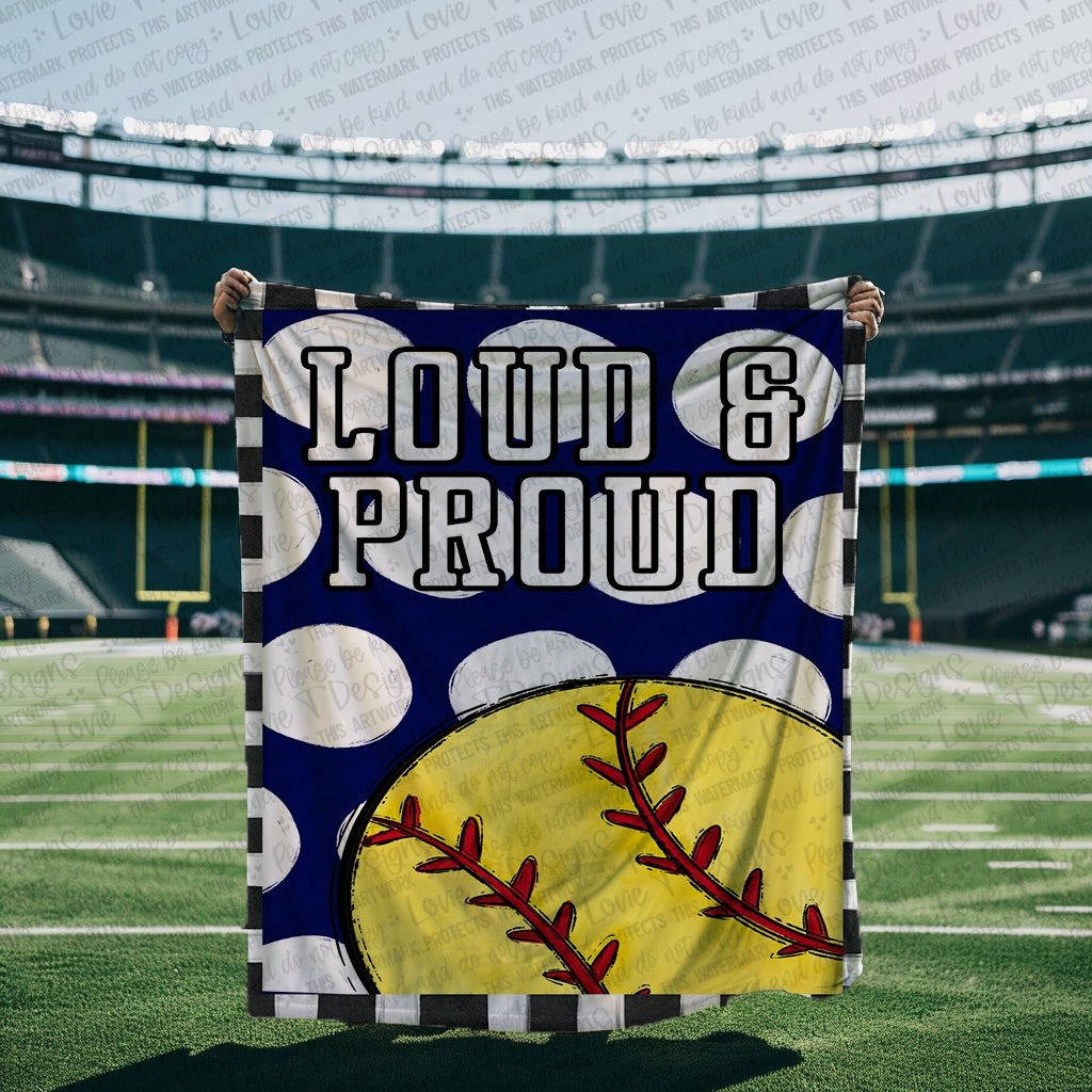 Loud and Proud Softball Blanket Mockup-Lovie T Designs