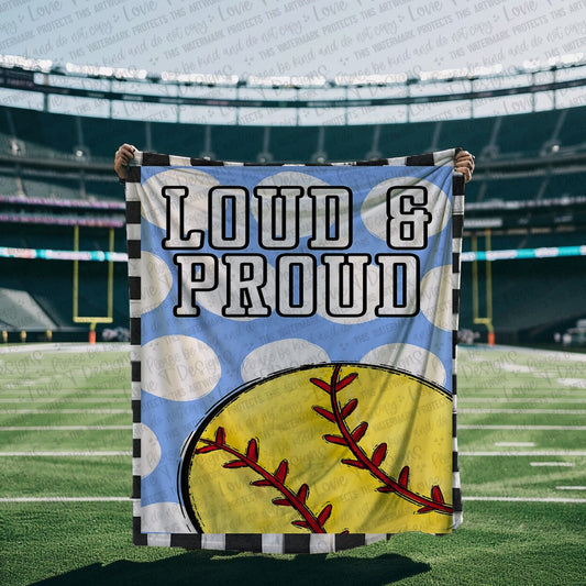 Loud and Proud Softball Blanket Mockup-Lovie T Designs