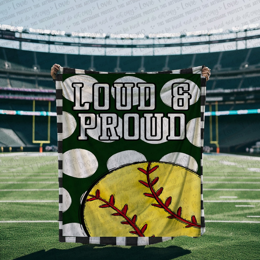 Loud and Proud Softball Blanket Mockup