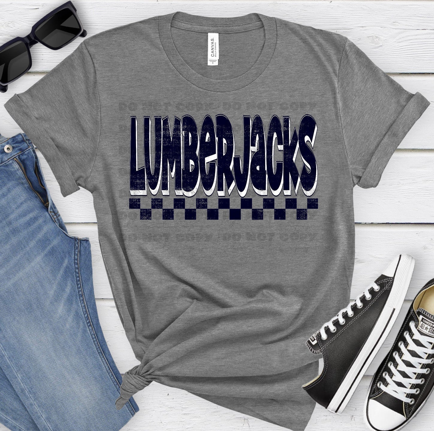 Lumberjacks Navy White Grunge-Lovie T Designs