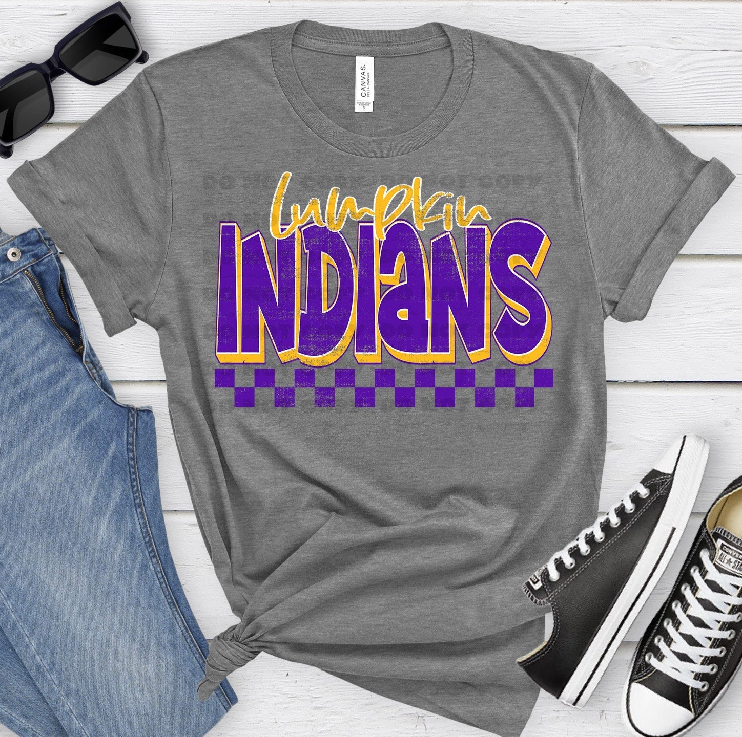 Lumpkin Indians Purple Ath Gold Grunge-Lovie T Designs