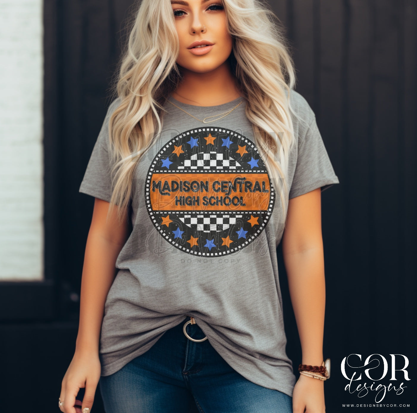 Madison Central High School Checkered Stars Circle-Lovie T Designs