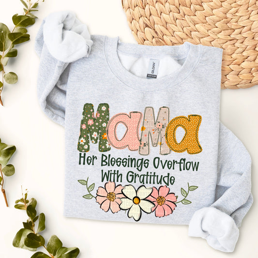 Mama - Blessings Overflow with Gratitude-[DTF Transfer]-Lovie T Designs