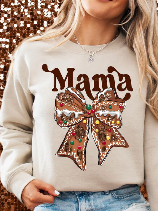 Mama Gingerbread Bow-[DTF Transfer]-Lovie T Designs