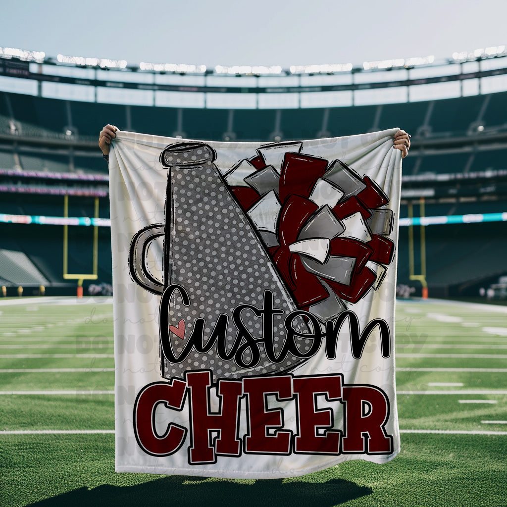 Maroon and Gray Cheer Blanket Megaphone and Pom-Lovie T Designs