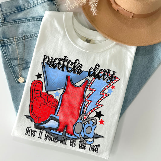 Match Day Red and Colombia Blue-Lovie T Designs