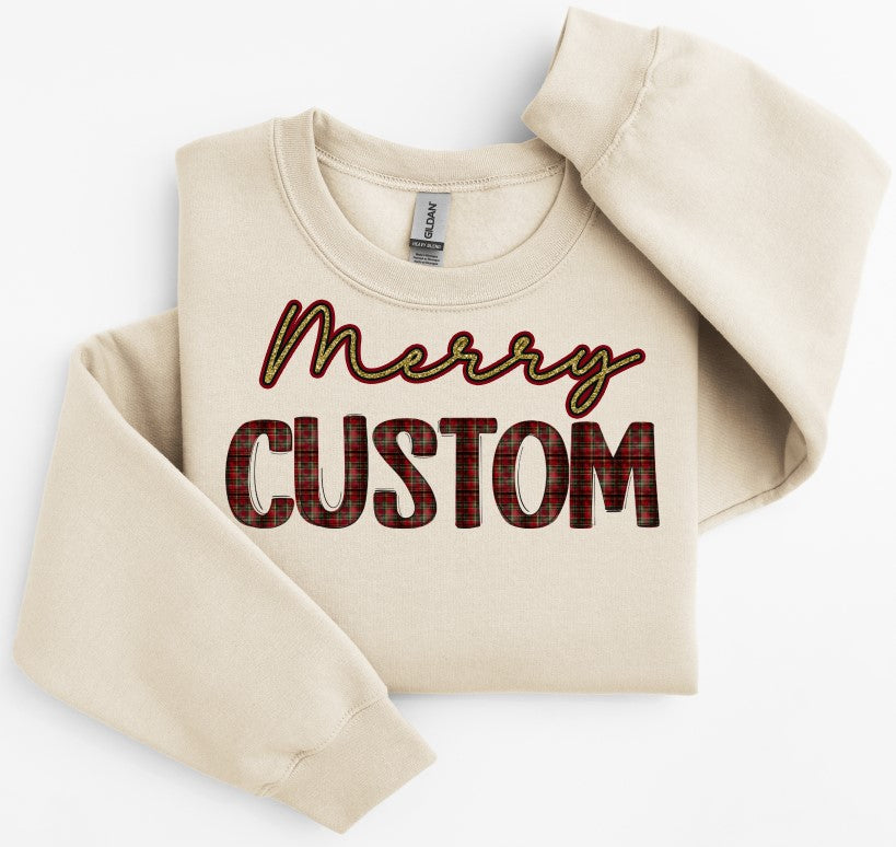 Merry Custom Plaid Word-Lovie T Designs