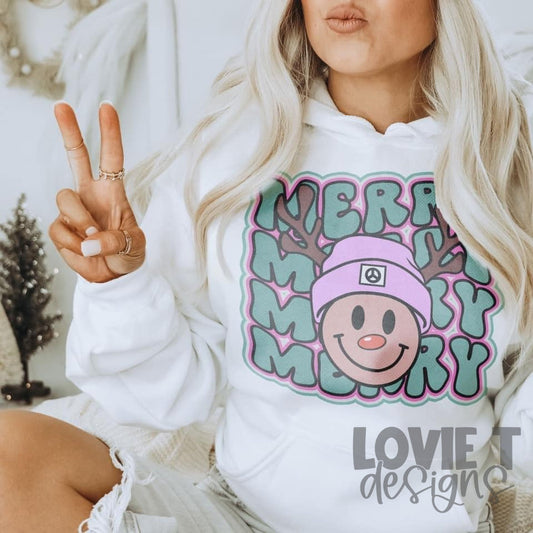 Merry Hippie Reindeer Pink-Lovie T Designs