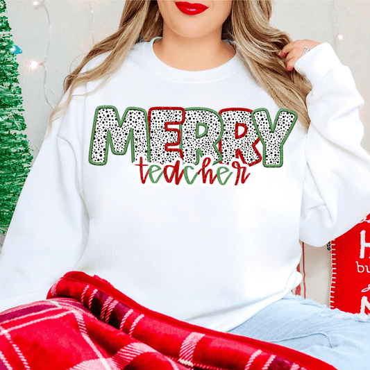 Merry Teacher-[DTF Transfer]-Lovie T Designs