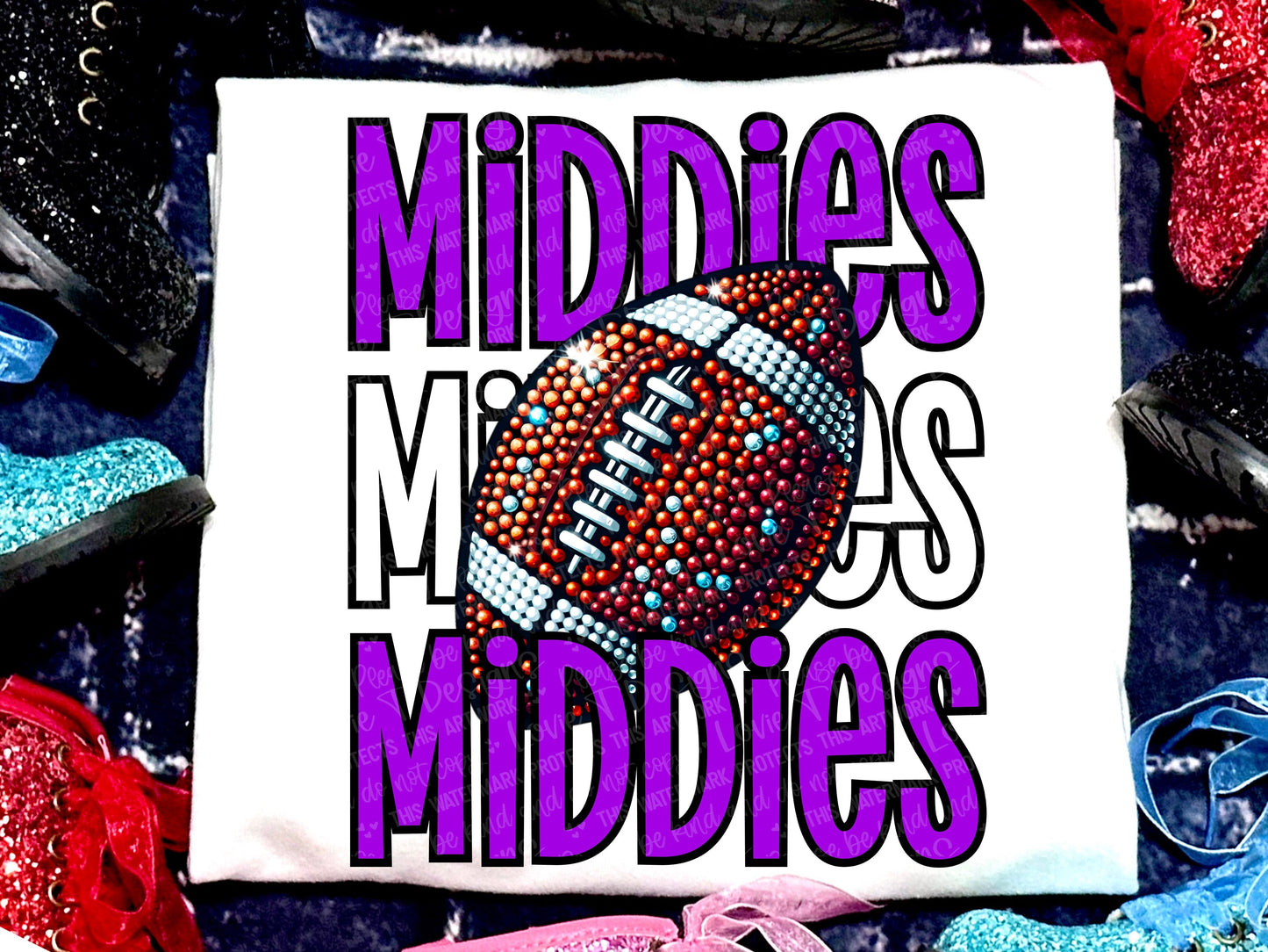 Middies Football Faux Rhinestones Purple-Lovie T Designs