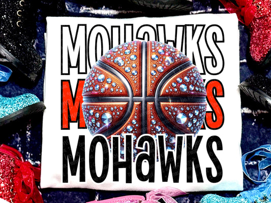 Mohawks Basketball Faux Rhinestones Red-Lovie T Designs