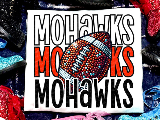 Mohawks Football Faux Rhinestones Red-Lovie T Designs