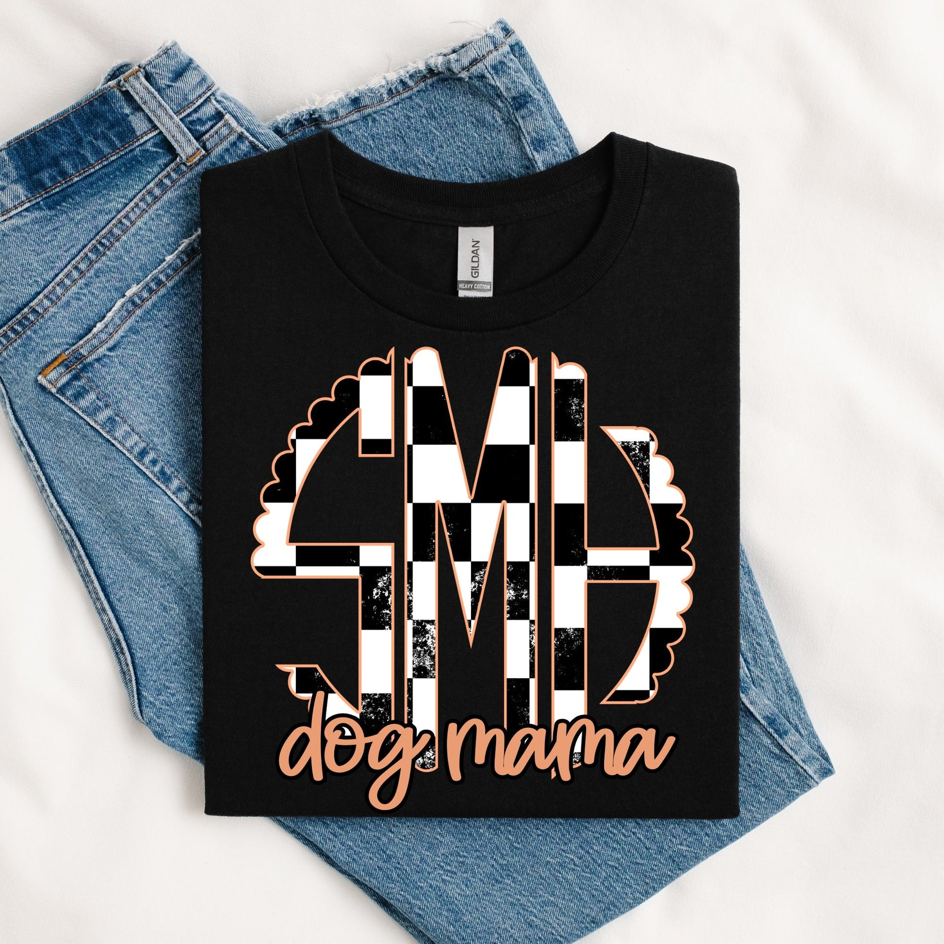 Monogram Check Orange - Digital Download-[DTF Transfer]-Lovie T Designs