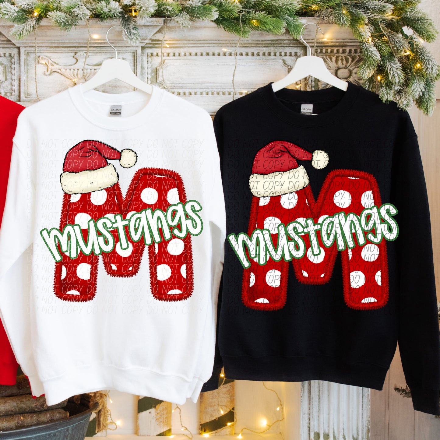 Mustangs Christmas Mascots-[DTF Transfer]-Lovie T Designs