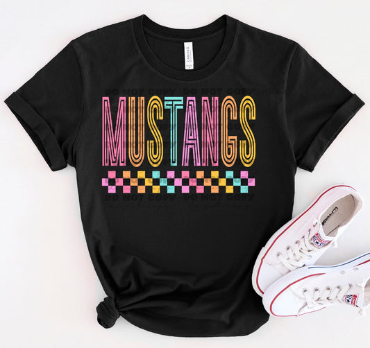 Mustangs Colorful Line Mascot-Lovie T Designs