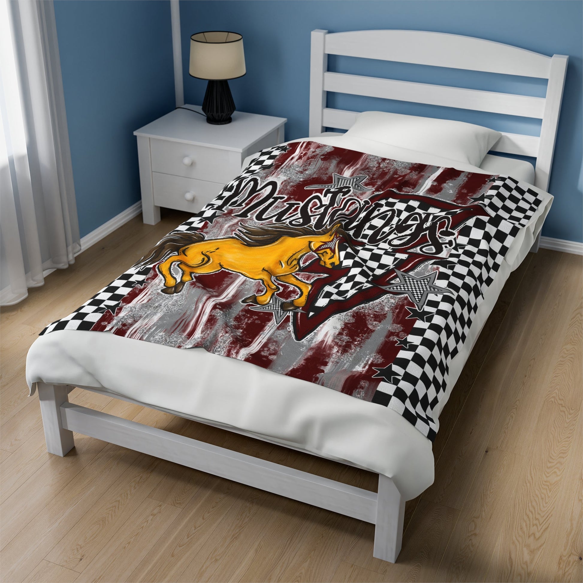 Mustangs Maroon Bolt Blanket-Lovie T Designs