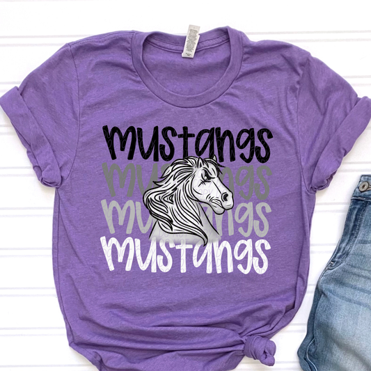 Mustangs Monochromatic Mascots-Lovie T Designs