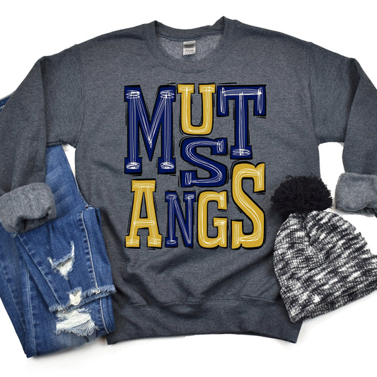 Mustangs Navy Gold-Lovie T Designs