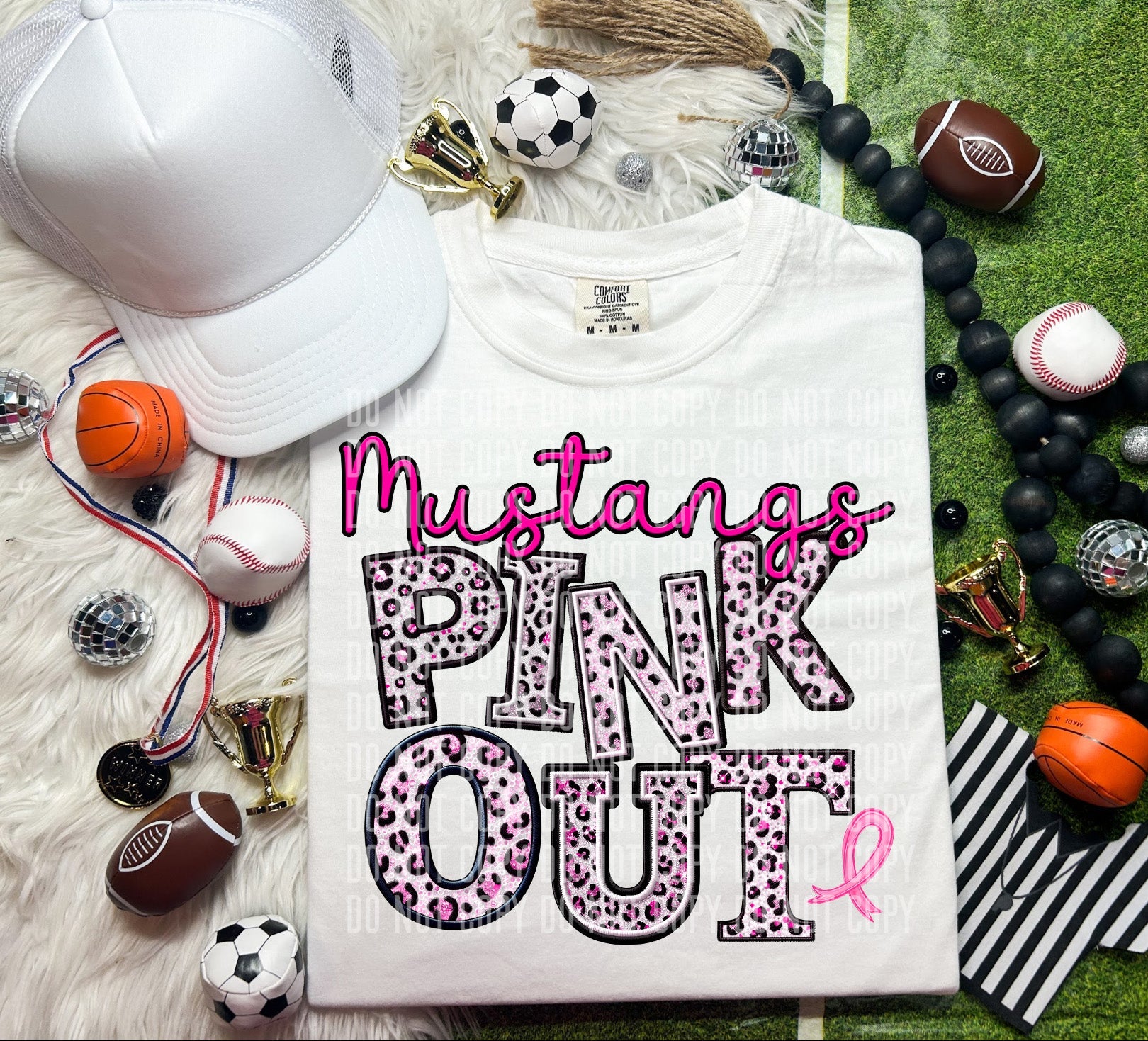 Mustangs Pink Out Animal Print Mascot-Lovie T Designs