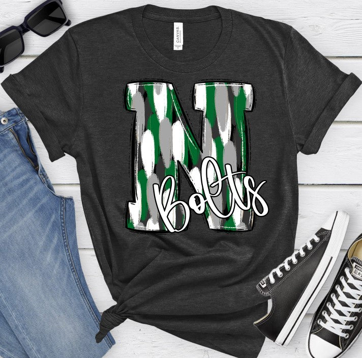 N Bolts Kelly Green Funky Serif-Lovie T Designs