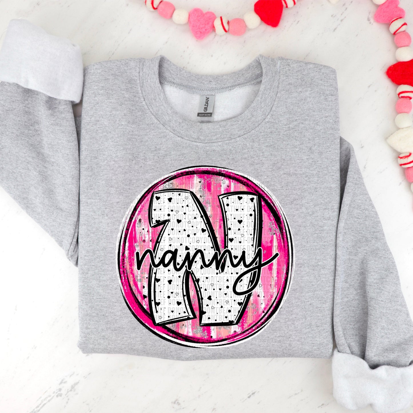 Nanny Valentine Circle Name-[DTF Transfer]-Lovie T Designs