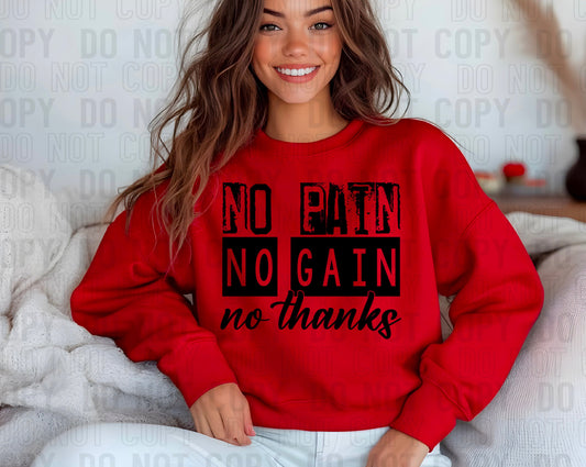 No Pain No Gain Black Font-[DTF Transfer]-Lovie T Designs