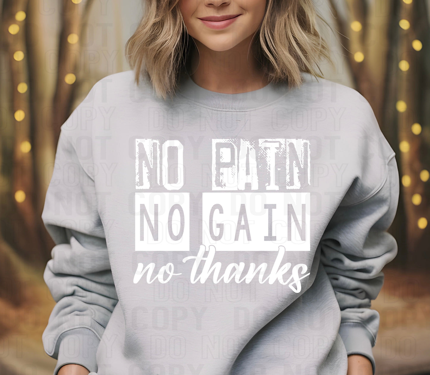 No Pain No Gain White Font-[DTF Transfer]-Lovie T Designs