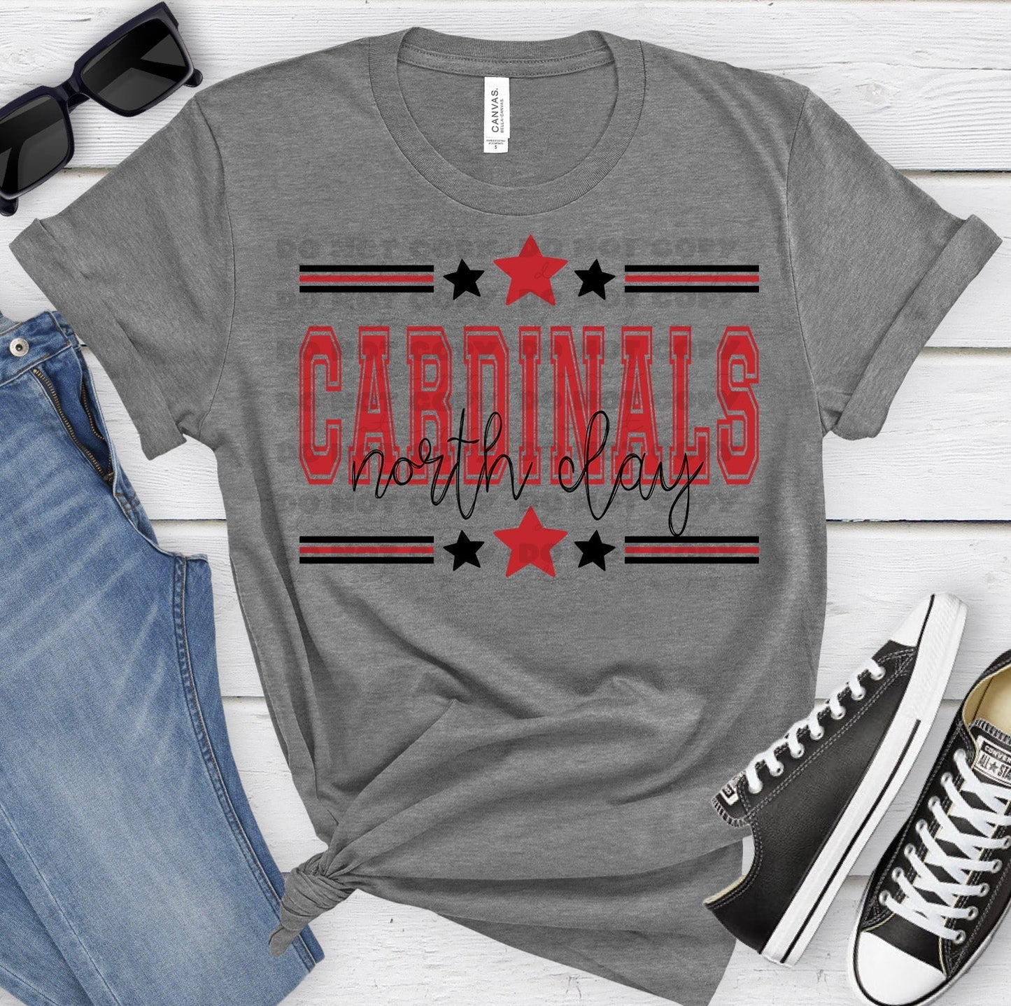 North Clay Cardinals Red Black All Stars-Lovie T Designs