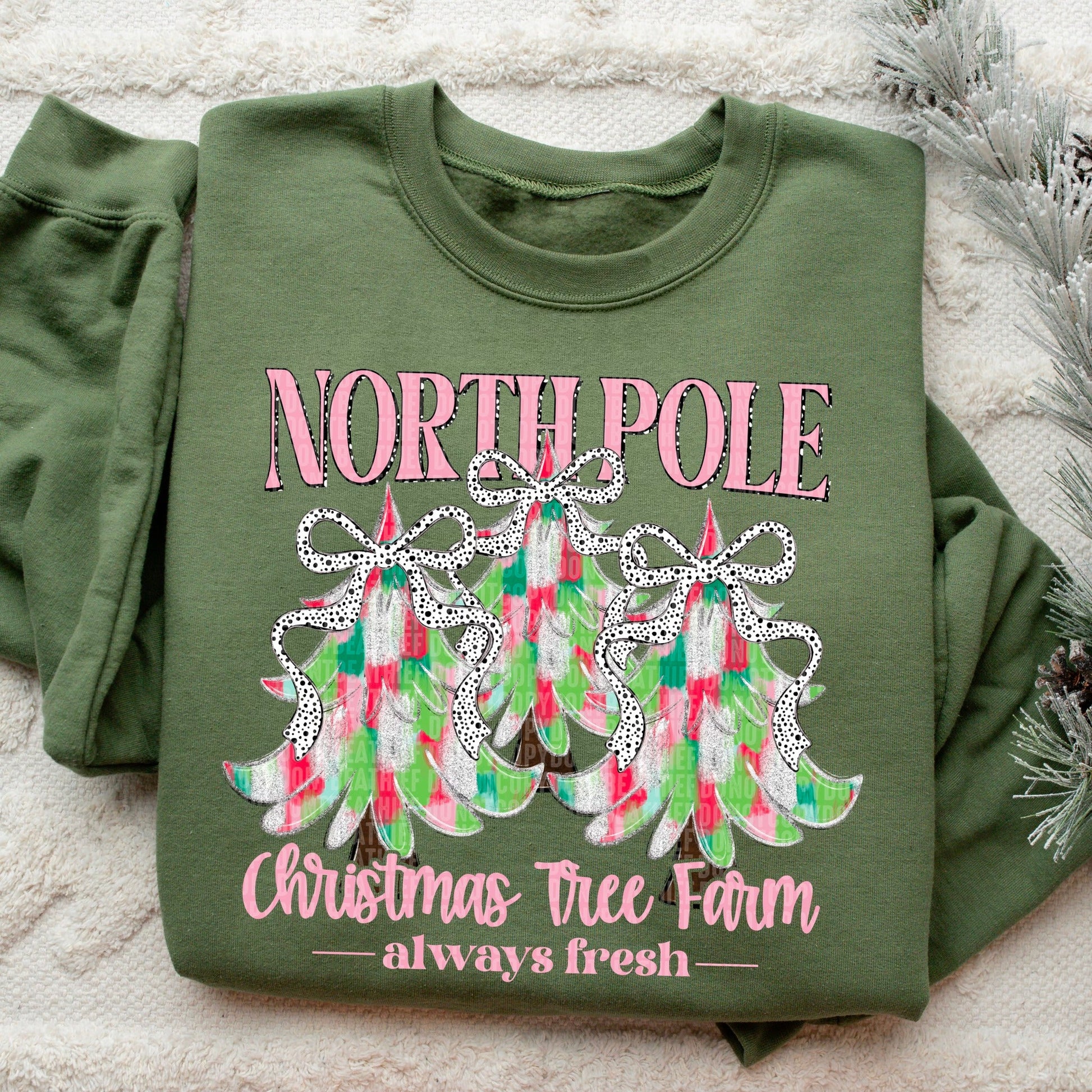 North Pole Christmas Tree Farm Pink-Lovie T Designs