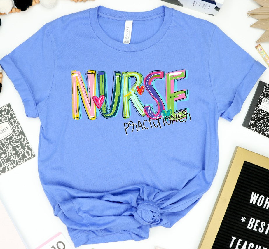 Nurse Practitioner Cheery Alpha-Lovie T Designs