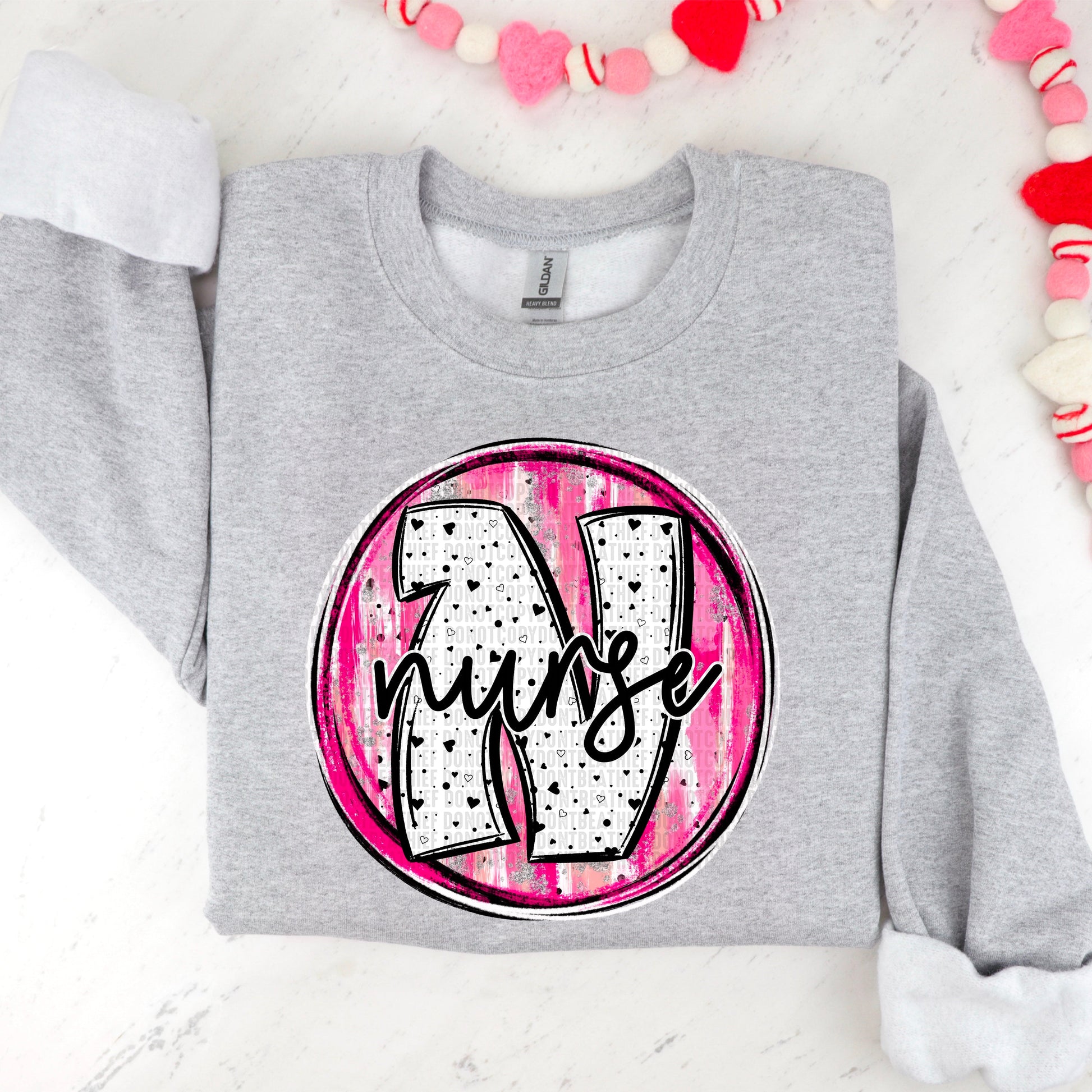 Nurse Valentine Circle Name-[DTF Transfer]-Lovie T Designs