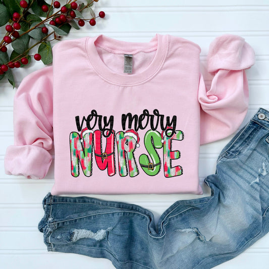 Nurse Very Merry Pink Name-Lovie T Designs