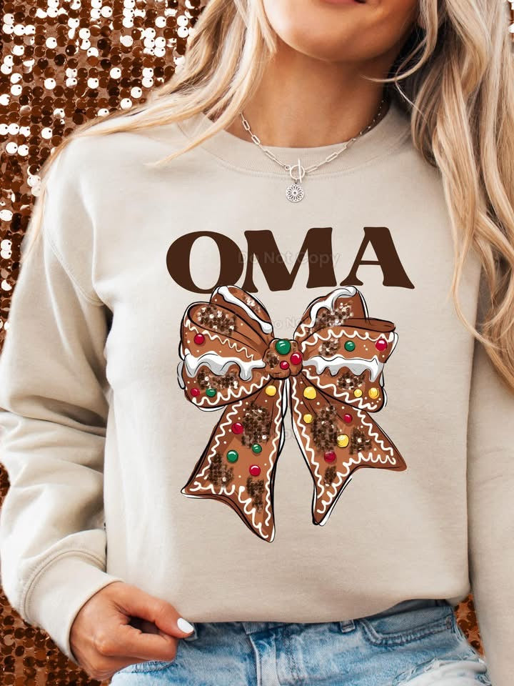 Oma Gingerbread Bow-[DTF Transfer]-Lovie T Designs