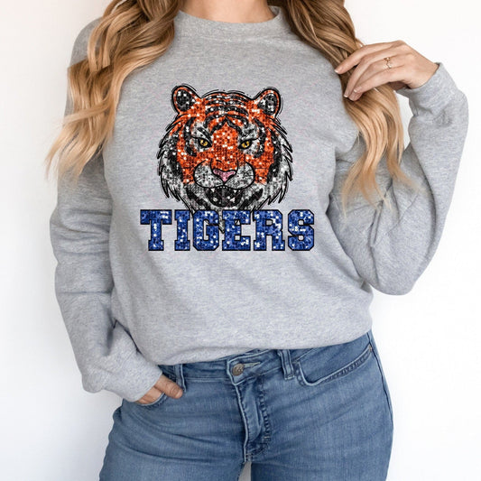 Orange Tiger Blue Sequin-Lovie T Designs