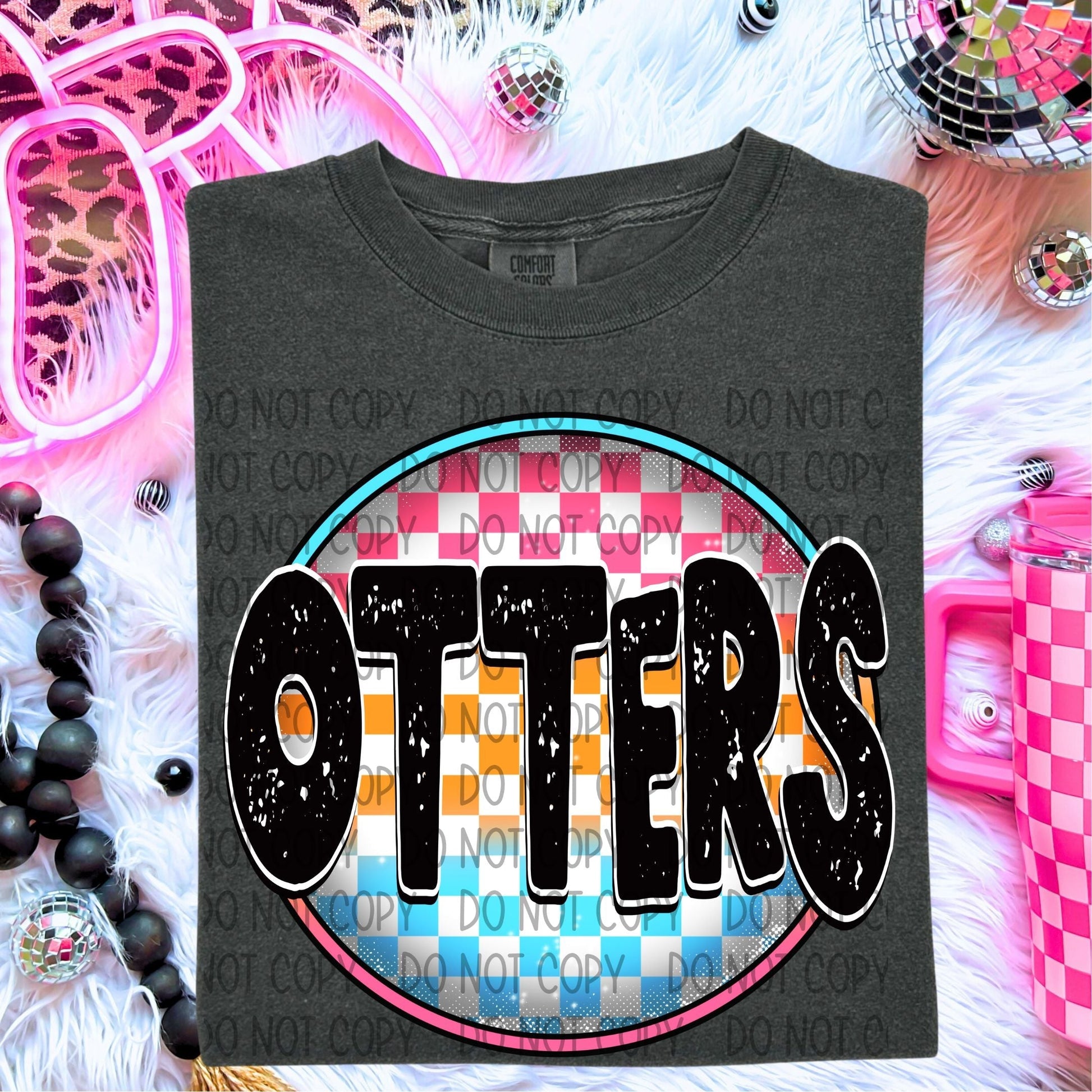 Otters Neon Circle Mascots-Lovie T Designs