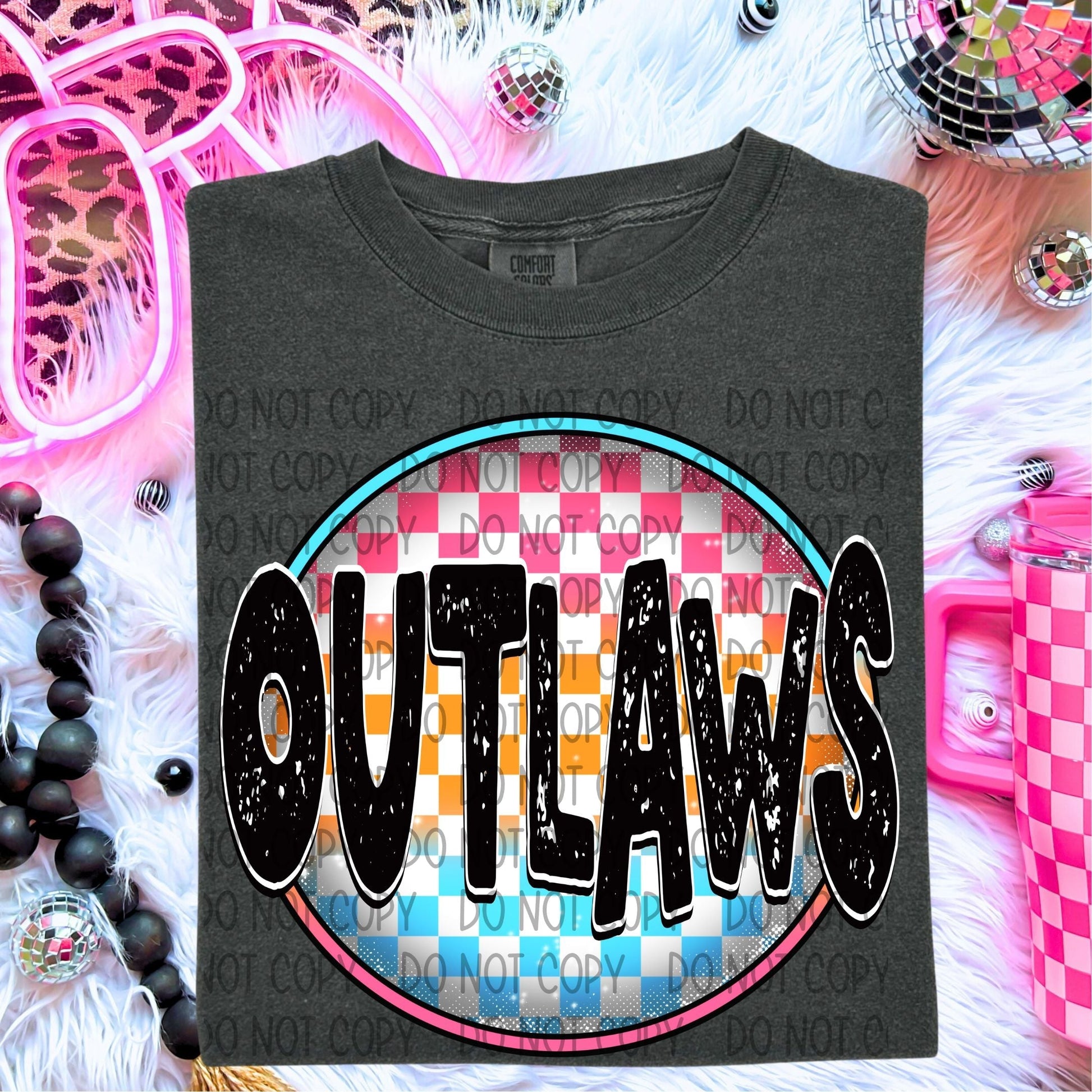 Outlaws Neon Circle Mascots-Lovie T Designs