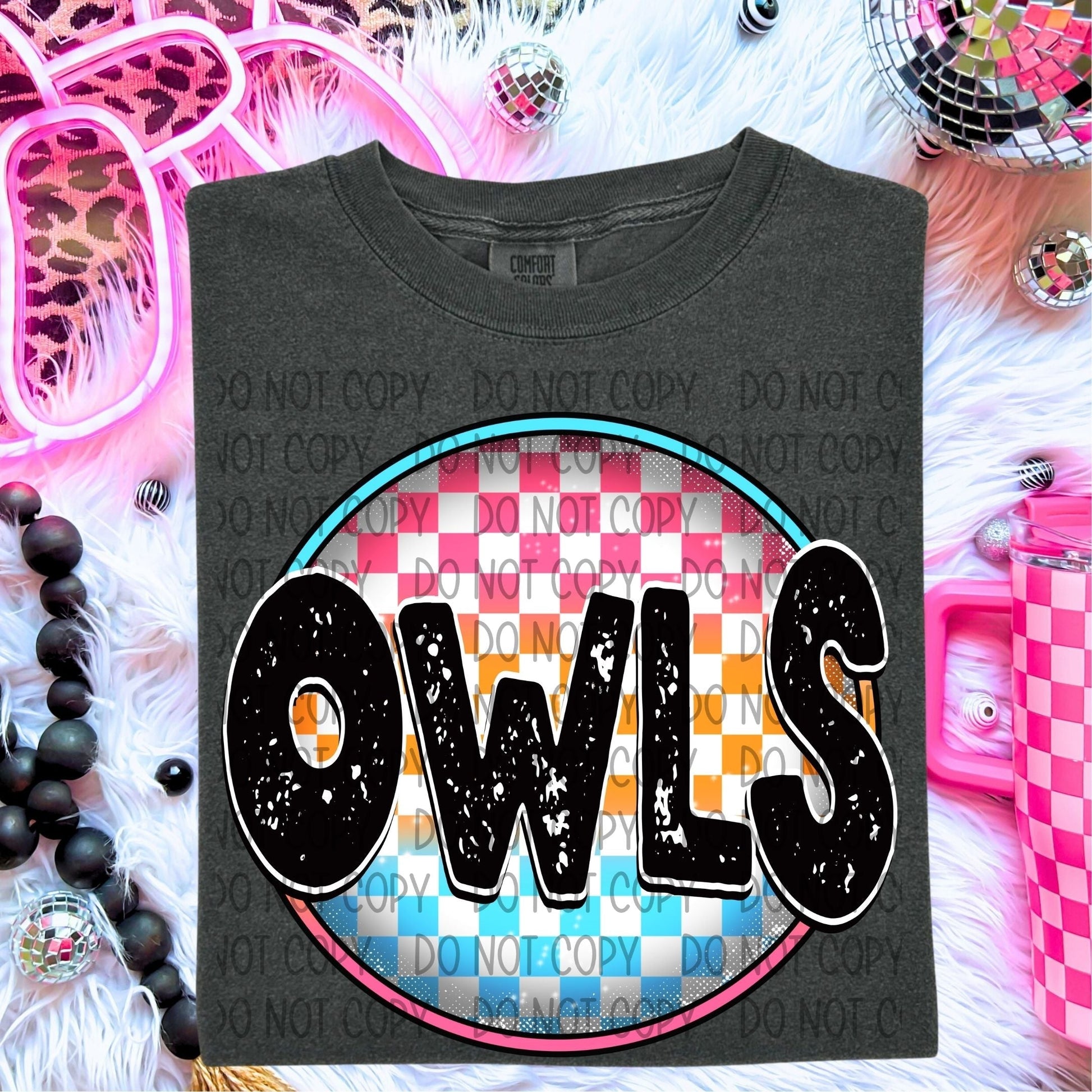 Owls Neon Circle Mascots-Lovie T Designs