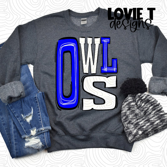 Owls royal white-Lovie T Designs