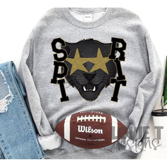 Panther Spirit Gold Starry Eyed and Black Font-Lovie T Designs