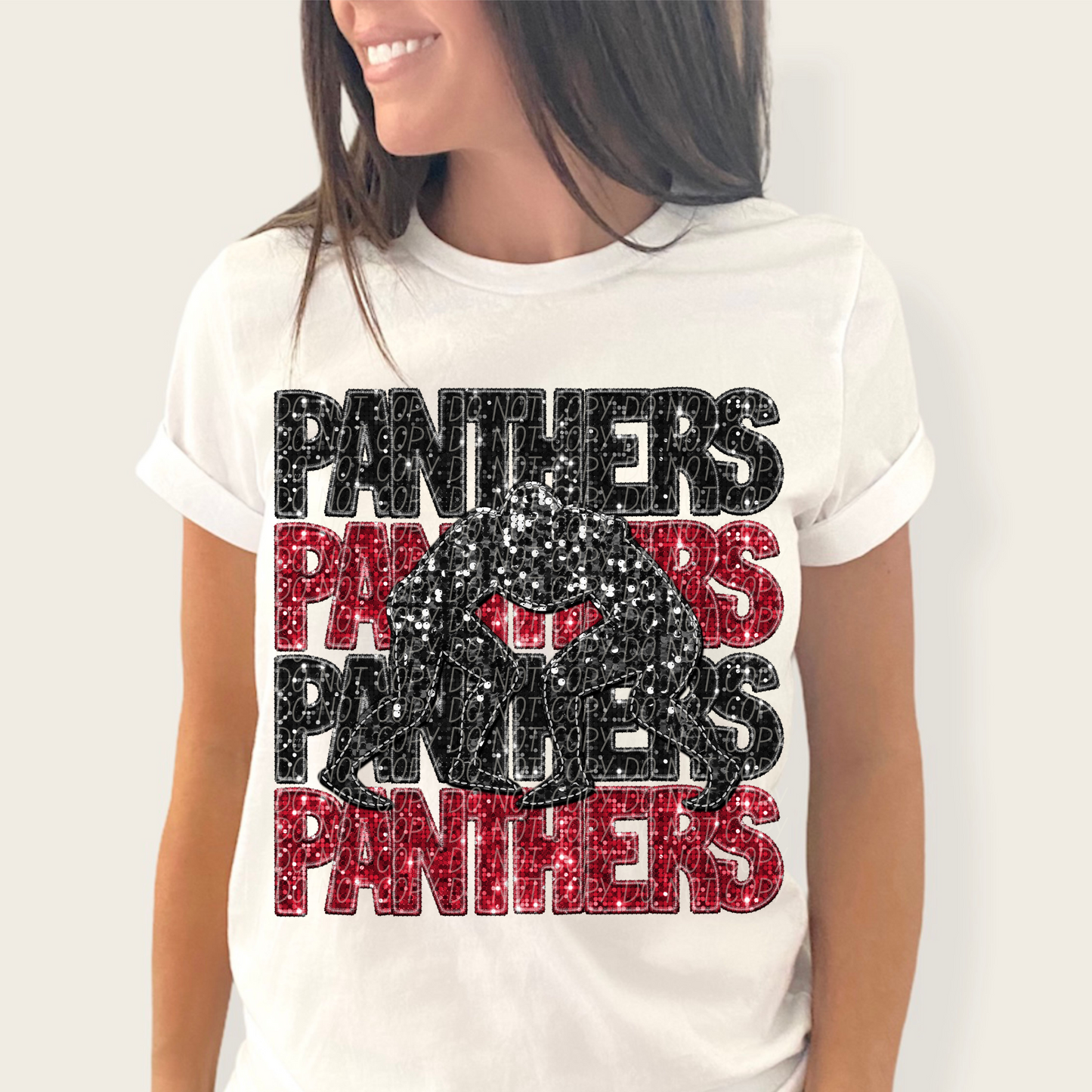 Panthers Black Red-[DTF Transfer]-Lovie T Designs