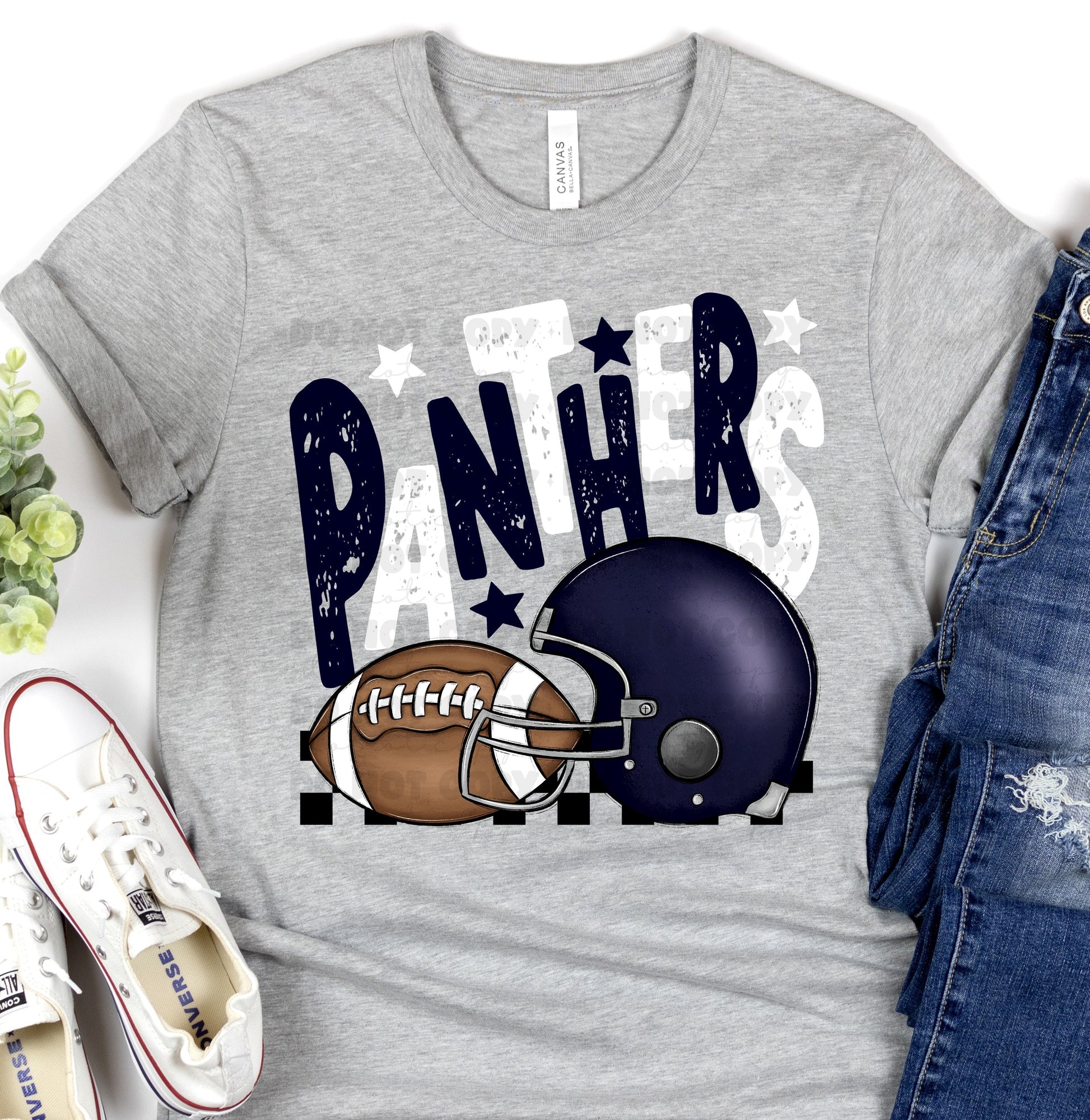 Panthers Navy White Checkered FB-Lovie T Designs