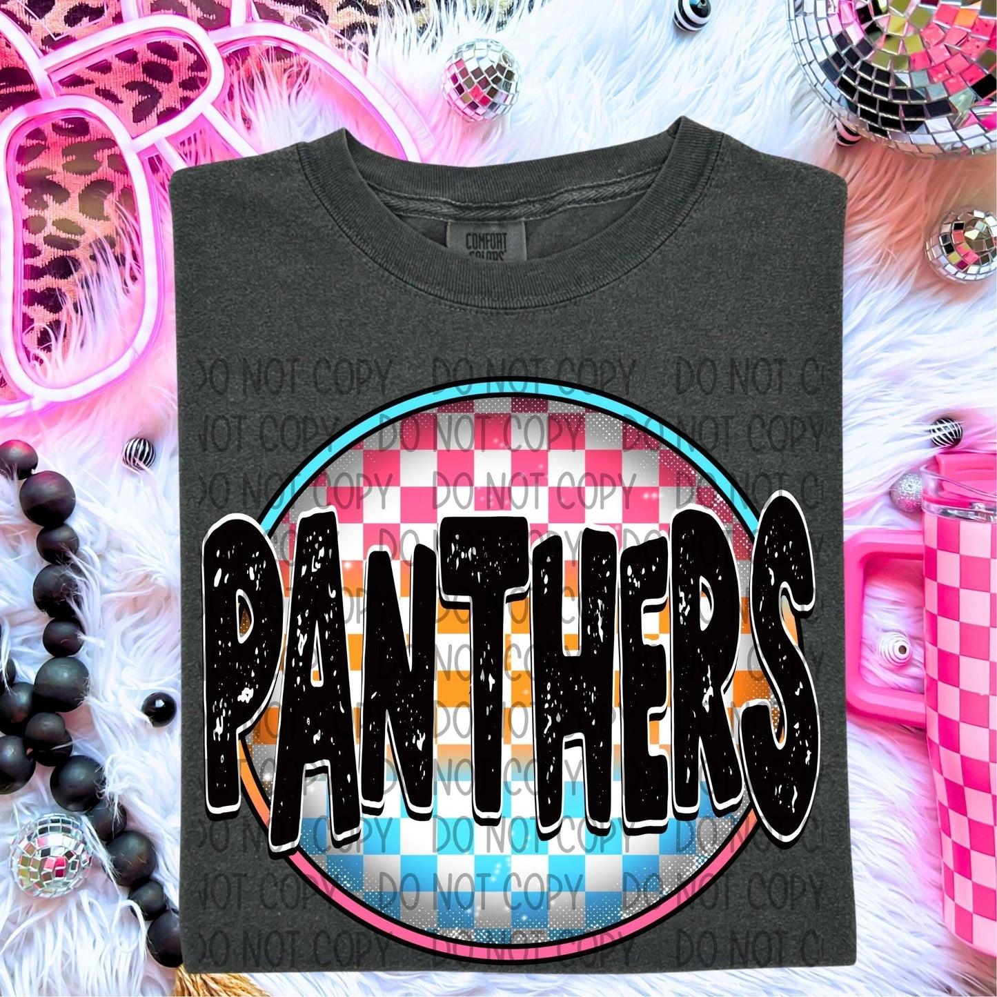 Panthers Neon Circle Mascots-Lovie T Designs