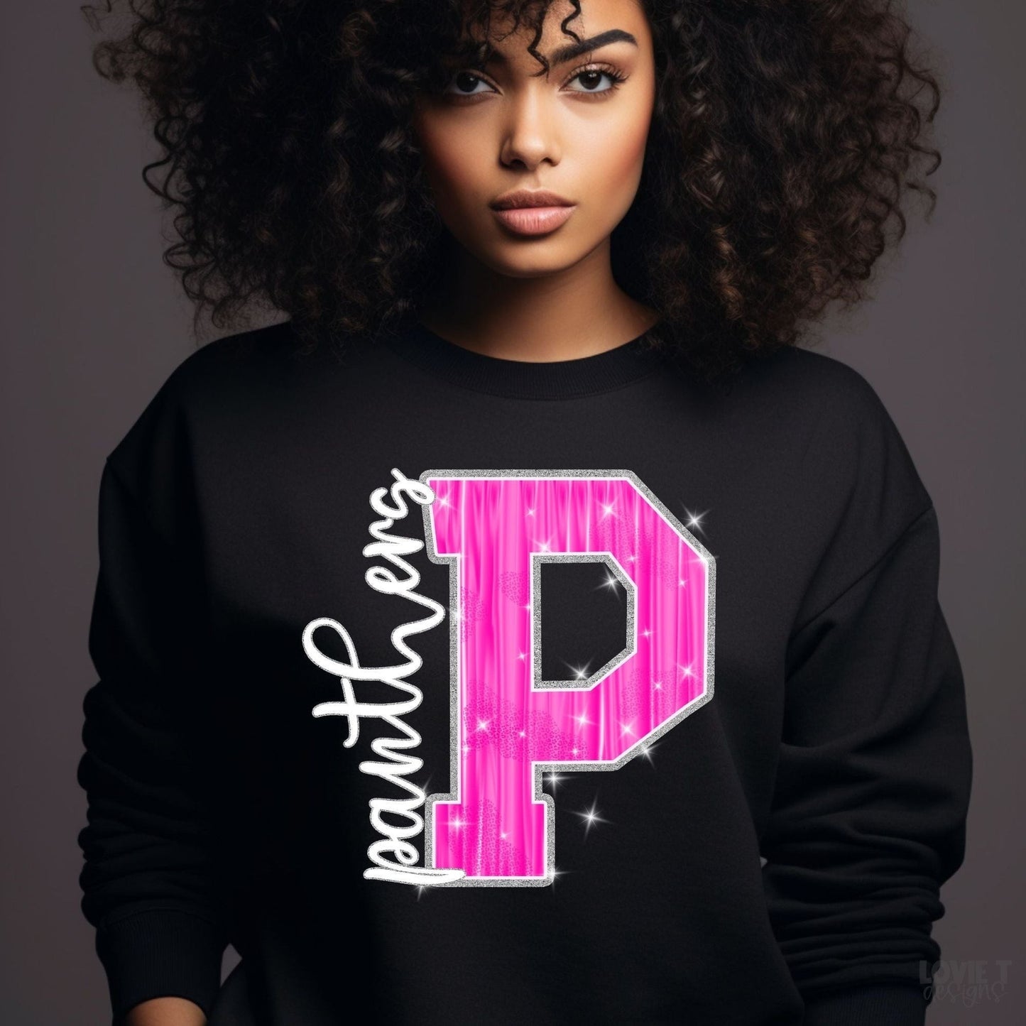 Panthers Pink Sparkle-Lovie T Designs