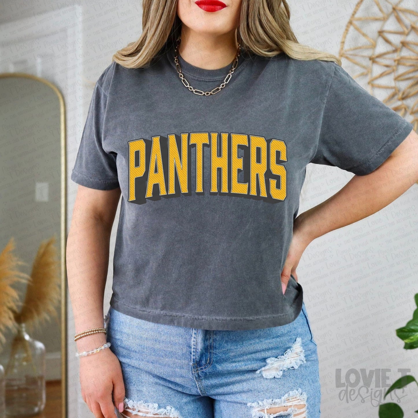 Panthers Vintage Yellow Gold-Lovie T Designs