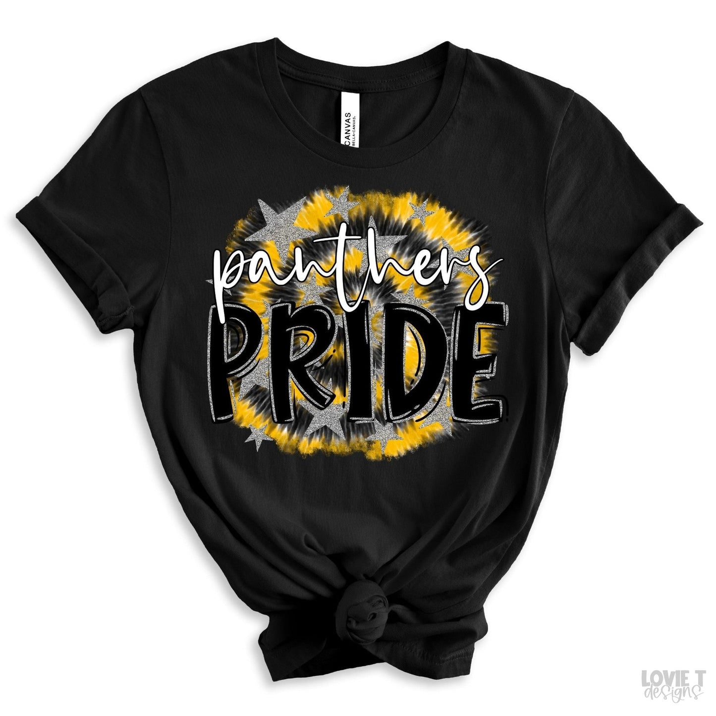 Panthers Yellow Tie Dye Pride Black and Silver-Lovie T Designs