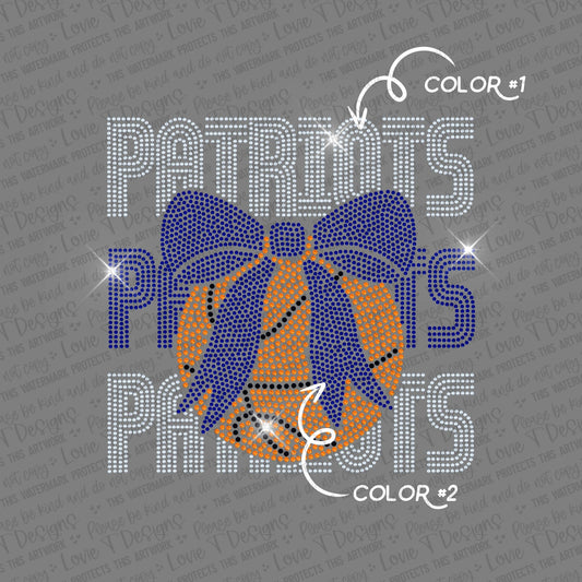 Patriots Basketball Stacked Bow Spangle Transfer-Lovie T Designs