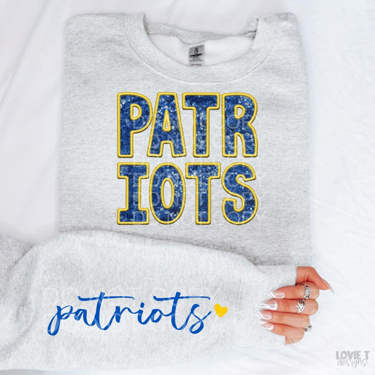 Patriots Royal Blue and Yellow + Sleeve