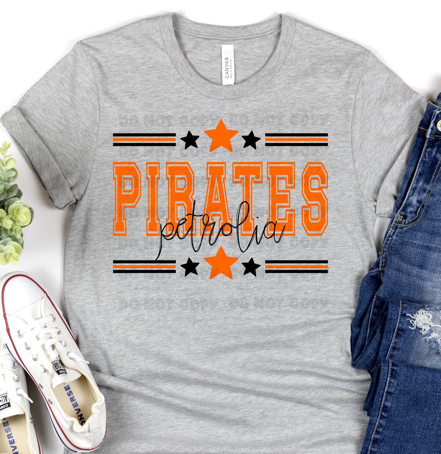 Petrolia Pirates Orange Black All Stars-Lovie T Designs